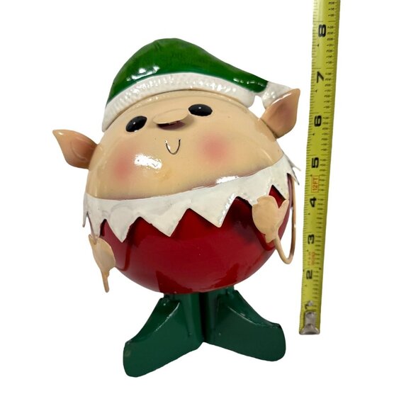 Pier 1 Christmas Elf Santas Helper Metal Wobble Bobble Head Spring Figurine 8" - Picture 6 of 6